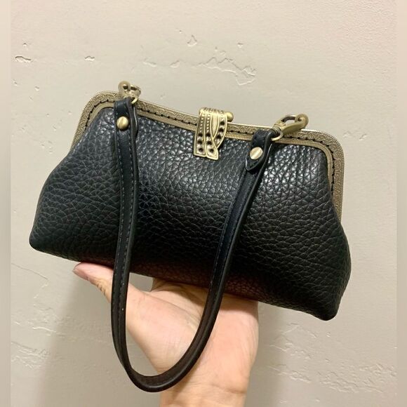 Vintage Style Handsewn Genuine Premium Pebble Leather Clutch/Wristlet/Crossbody - Picture 1 of 14